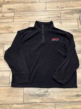 Vintage ESPN The Magazine Fleece Quarter Zip Pullover Sweatshirt Mens XL Black